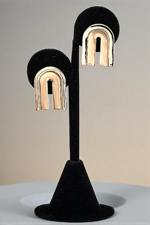TWO TONE U SHAPE POST EARRING