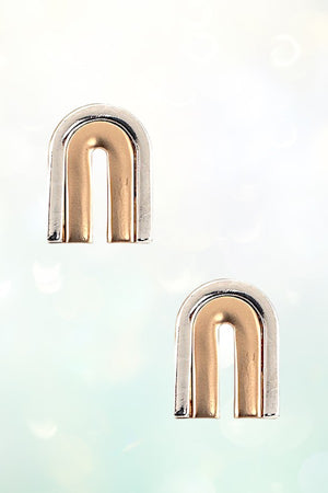 TWO TONE U SHAPE POST EARRING