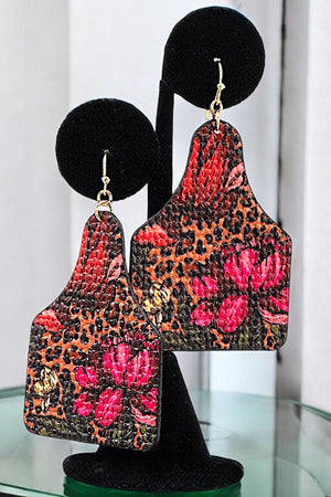 FLORAL ANIMAL PRINT DANGLE EARRING