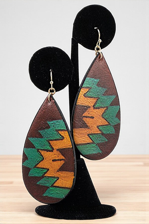 HALF TRIBAL PATTERN TEARDROP EARRING