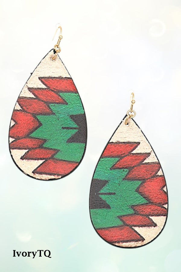 HALF TRIBAL PATTERN TEARDROP EARRING