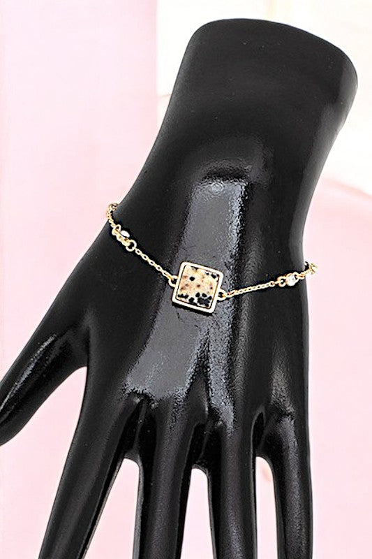 SQUARE STONE CHAIN BRACELET