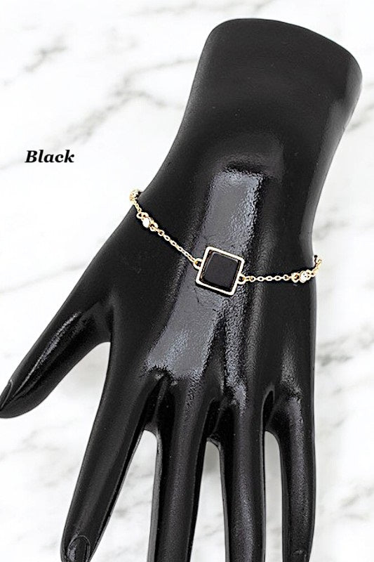 SQUARE STONE CHAIN BRACELET