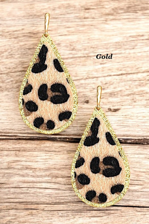 GLITTER ANIMAL PRINT ACCENT TEARDROP EARRING