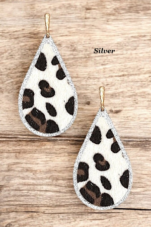 GLITTER ANIMAL PRINT ACCENT TEARDROP EARRING