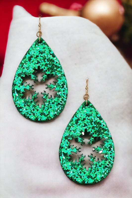 Snowflake Sequin Teardrop Earring