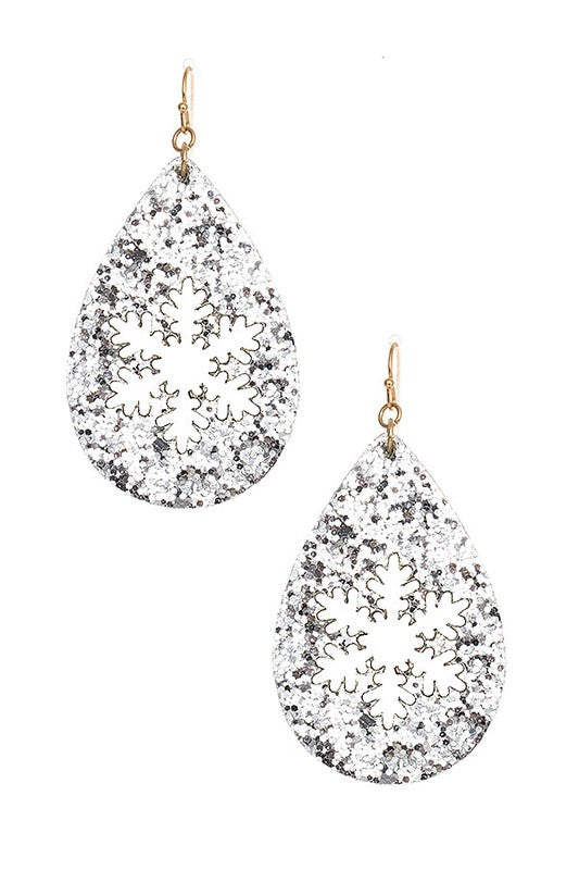 Snowflake Sequin Teardrop Earring