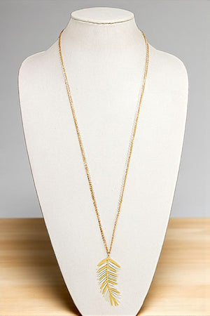 ELONGATED MULTI CHAIN LEAF PENDANT NECKLACE