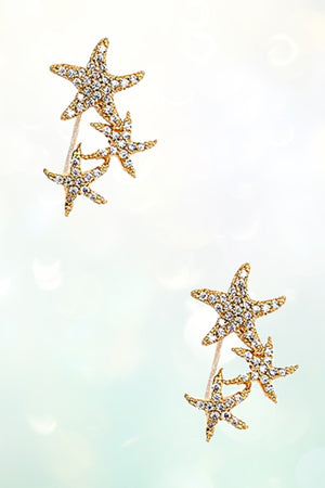 CZ STONE STAR LINK POST EARRING
