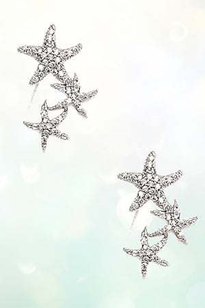 CZ STONE STAR LINK POST EARRING