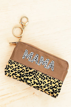 MAMA ANIMAL PRINT MINI WALLET POUCH KEYCHAIN