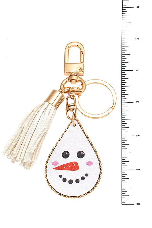 Snowman Teardrop Tassel Keychain
