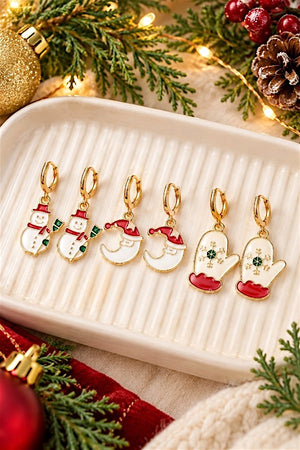 CHRISTMAS MIX CHARMS DANGLE EARRING SET