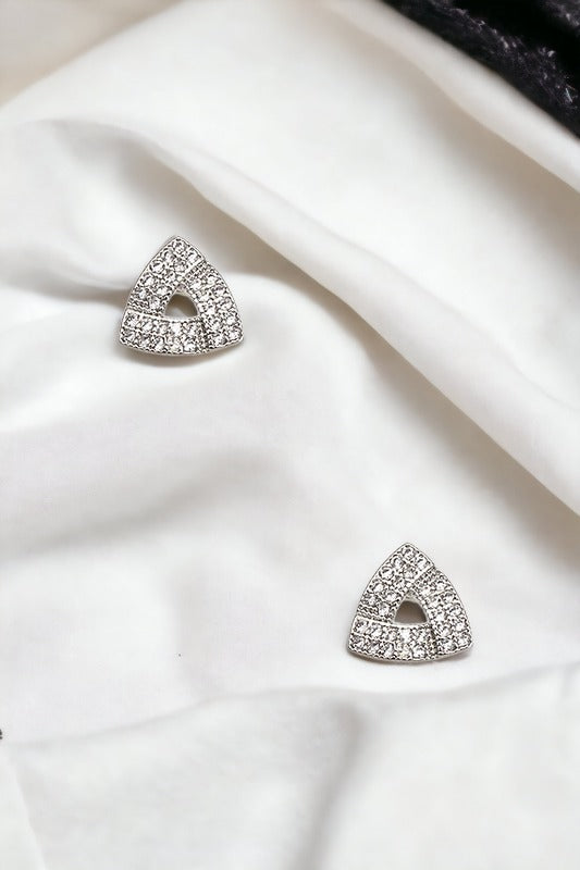 Cubic Zirconia Triangle Post Earring