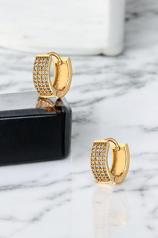 CZ STONE PAVE MINI HOOP EARRING