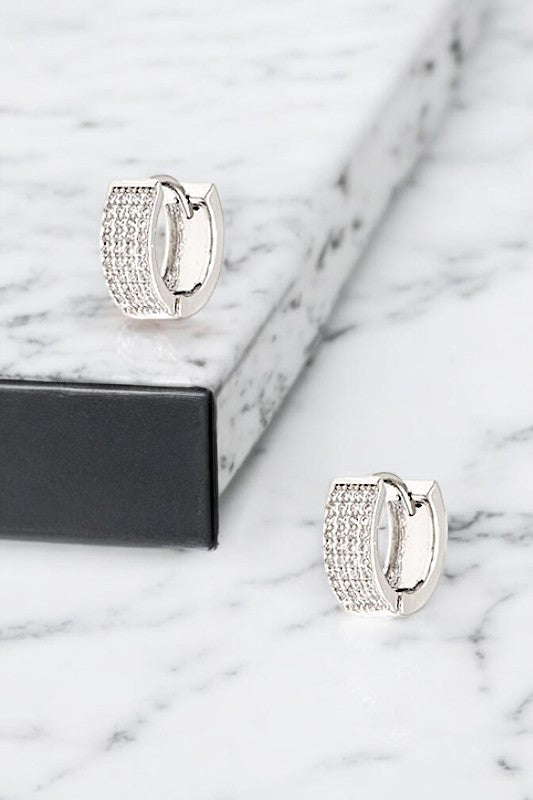 CZ STONE PAVE MINI HOOP EARRING