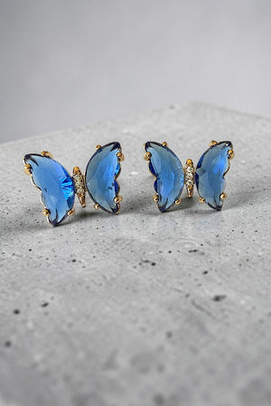 FACETED GEM BUTTERFLY POST STUD EARRING