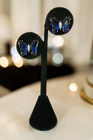 FACETED GEM BUTTERFLY POST STUD EARRING