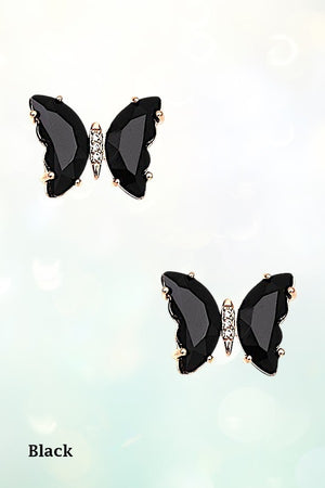 FACETED GEM BUTTERFLY POST STUD EARRING