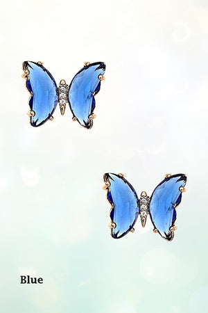 FACETED GEM BUTTERFLY POST STUD EARRING