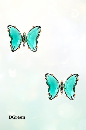 FACETED GEM BUTTERFLY POST STUD EARRING