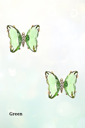 FACETED GEM BUTTERFLY POST STUD EARRING