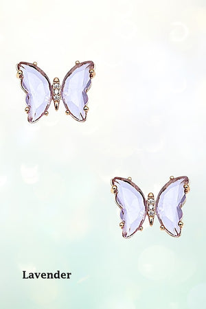 FACETED GEM BUTTERFLY POST STUD EARRING