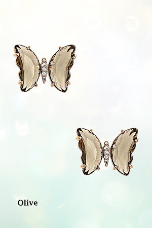 FACETED GEM BUTTERFLY POST STUD EARRING