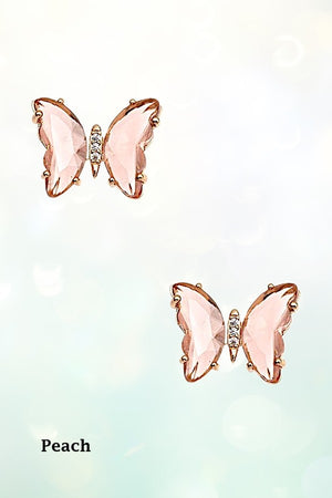 FACETED GEM BUTTERFLY POST STUD EARRING