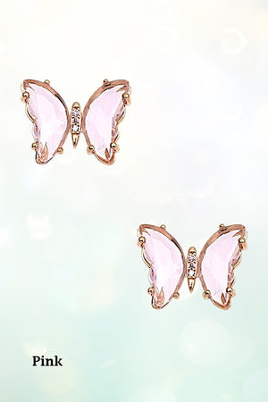 FACETED GEM BUTTERFLY POST STUD EARRING