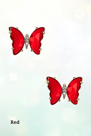FACETED GEM BUTTERFLY POST STUD EARRING