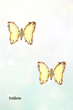 FACETED GEM BUTTERFLY POST STUD EARRING