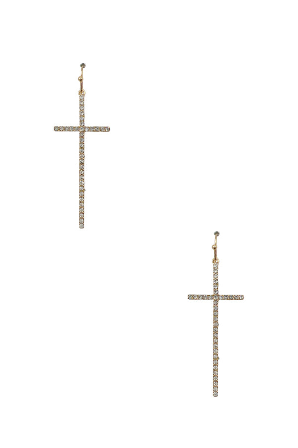 Rhinestone Cross Pave Drop Earring