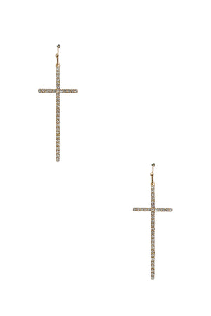 Rhinestone Cross Pave Drop Earring