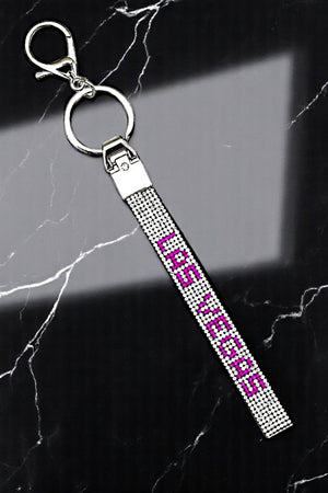 RHINESTONE PAVE LAS VEGAS KEYCHAIN