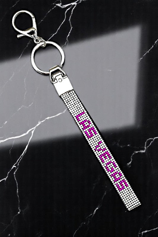 RHINESTONE PAVE LAS VEGAS KEYCHAIN