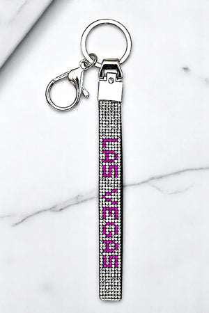 RHINESTONE PAVE LAS VEGAS KEYCHAIN
