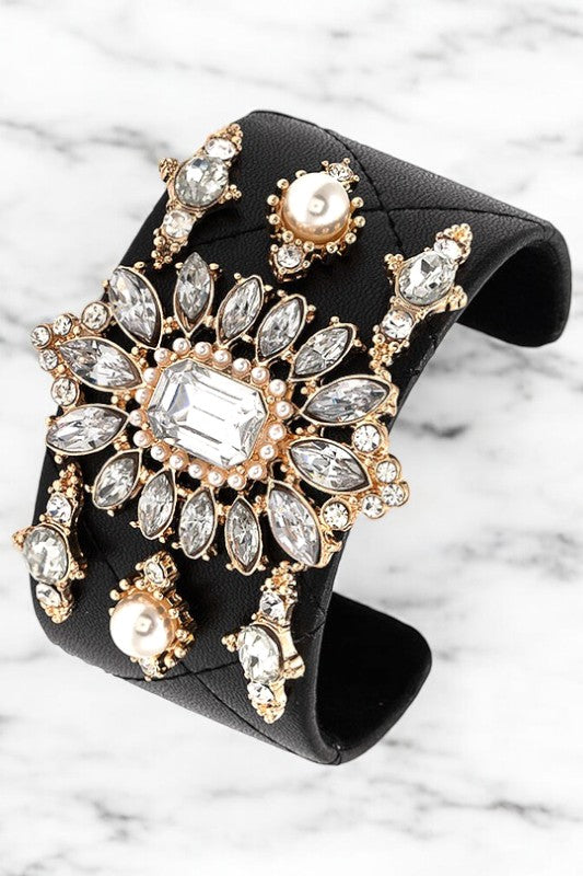 CRYSTAL GEM ORNATE CUFF BRACELET