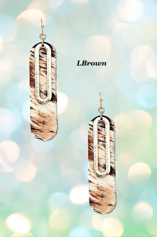 ANIMAL PRINT OVAL DROP EARRING