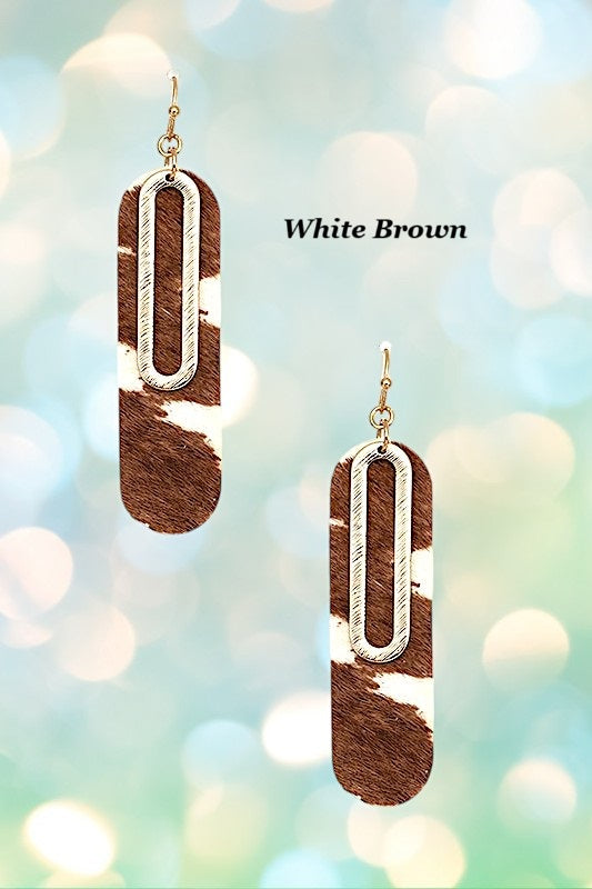 ANIMAL PRINT OVAL DROP EARRING