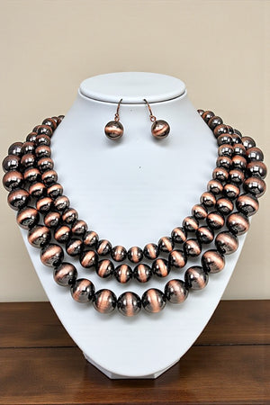 MULTI LAYERED NAVAJO PEARL BEAD NECKLACE SET