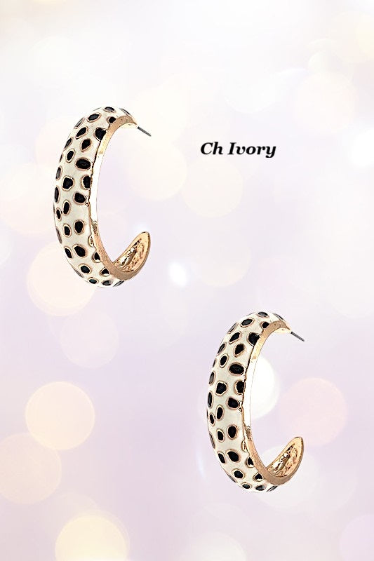 ANIMAL PRINT SEMI HOOP EARRING