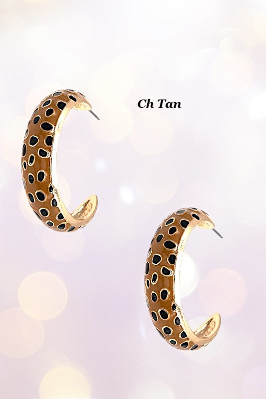 ANIMAL PRINT SEMI HOOP EARRING