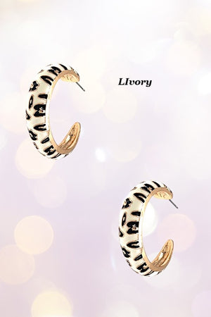 ANIMAL PRINT SEMI HOOP EARRING