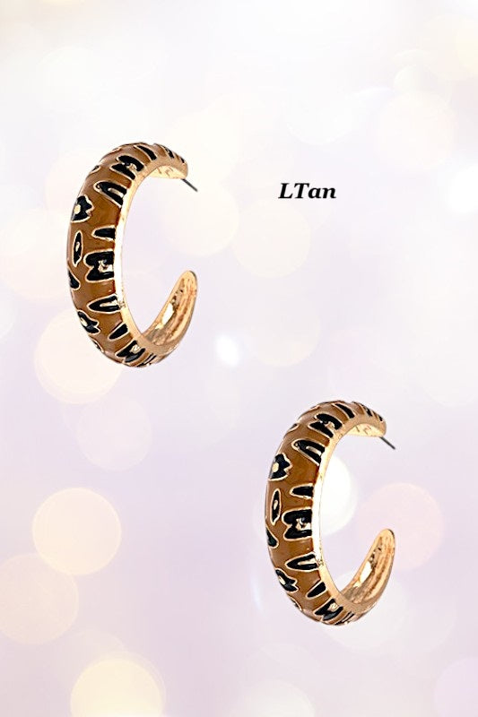 ANIMAL PRINT SEMI HOOP EARRING