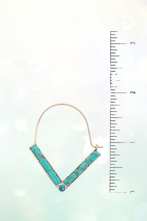 SEMI PRECIOUS V DROP WIRE HOOP EARRING