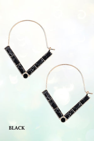 SEMI PRECIOUS V DROP WIRE HOOP EARRING