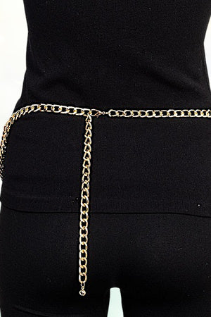 LION HEAD ACCENT SCALLOPED MULTI CHAIN BELT