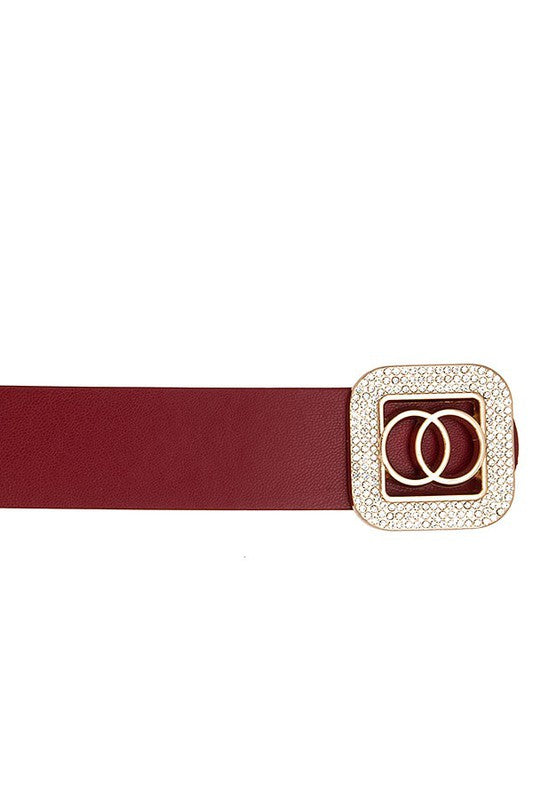 Rhinestone Square Framed Buckle Belt