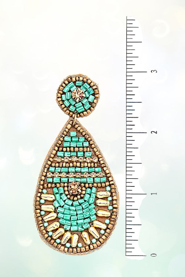 TEARDROP BEAD ORNATED DANGLE EARRING